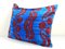 Blue Ikat Velvet & Silk Lumbar Cushion Cover 3