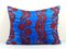 Blue Ikat Velvet & Silk Lumbar Cushion Cover 1