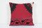 Samarkand Uzbek Red Textile Cushion Cover Made from a 19th Century Suzani 1