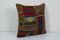 Small Turkish Geometric Handwoven Multicolored Patchwork Kilim Cushion Cover 2