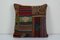 Small Turkish Geometric Handwoven Multicolored Patchwork Kilim Cushion Cover 1