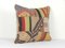Large Turkish Patchwork Flat-Weave Kilim Cushion Cover in Wool, Image 2