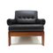 Black Leather Armchair with Solid Wooden Frame, 1960s, Image 1