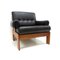 Black Leather Armchair with Solid Wooden Frame, 1960s, Image 6