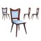 Dining Chairs in Mahogany and Velvet, Italy, 1950s, Set of 4 1