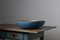 Large Antique Swedish Wood Bowl in Blue and White 5
