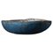 Large Antique Swedish Wood Bowl in Blue and White 1