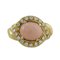 Bague Corail Rose et Diamant en Or Jaune 1