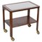 Italian Art Deco Solid Walnut and Glass Two-Tier Trolley Bar, 1940s, Image 1