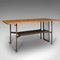 Vintage English Writing Desk in Steel and Pine 1