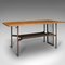 Vintage English Writing Desk in Steel and Pine, Image 1