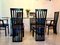 Postmodern Italian Black Chairs and Dining Table with Glass Top in Artedi Style, 1980s, Set of 7 9