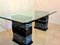 Postmodern Italian Black Chairs and Dining Table with Glass Top in Artedi Style, 1980s, Set of 7 7