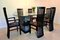 Postmodern Italian Black Chairs and Dining Table with Glass Top in Artedi Style, 1980s, Set of 7 2