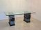 Postmodern Italian Black Chairs and Dining Table with Glass Top in Artedi Style, 1980s, Set of 7 8