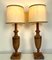 Vintage Mid-Century Artisan Hand-Crafted Wooden Inlay Table Lamps, Set of 2 6