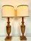 Vintage Mid-Century Artisan Hand-Crafted Wooden Inlay Table Lamps, Set of 2 1