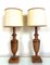 Vintage Mid-Century Artisan Hand-Crafted Wooden Inlay Table Lamps, Set of 2 2