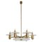 Mid-Century Brass and Murano Glass Ceiling Light 1