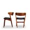 Model 7 Chair in Teak & Black Leatherette by Helge Sibast, 1960s, Set of 2 3