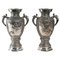 Asian Silvered Metal Vases, Set of 2 1