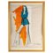 Brian Stone House, Fashion Drawing, Gouache, 1977, Framed, Image 1