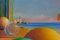Escena costera surrealista, siglo XX, acuarela a bordo, enmarcada, Imagen 4