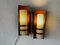 Curved Wood & Double White Metal Shade Single Sconce, 1960s, Set of 2 2