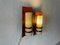 Curved Wood & Double White Metal Shade Single Sconce, 1960s, Set of 2 3