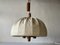 Fabric and Teak Counterweight Pendant Lamp, 1970s 2