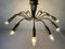 Lámpara de araña Sputnik alemana Mid-Century de latón con 12 brazos, años 50, Imagen 2