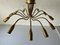 Lámpara de araña Sputnik alemana Mid-Century de latón con 12 brazos, años 50, Imagen 1