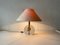 Lámpara de mesa alemana Mid-Century moderna de tela y cuerpo de madera blanca con detalle atómico de latón de Schröder & Co, años 70, Imagen 10