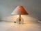 Mid-Century Modern German Fabric and White Wood Body Table Lamp with Atomic Brass Detail from Schröder & Co, 1970s 10