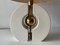 Lámpara de mesa alemana Mid-Century moderna de tela y cuerpo de madera blanca con detalle atómico de latón de Schröder & Co, años 70, Imagen 5