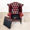 Vintage English Red Buttoned Wingback Armchair 10