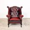 Vintage English Red Buttoned Wingback Armchair, Image 1