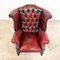 Vintage English Red Buttoned Wingback Armchair 7