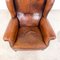 Vintage Dutch Sheep Leather Wingback Armchair 9