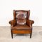 Vintage Dutch Sheep Leather Wingback Armchair, Image 5