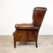 Vintage Dutch Sheep Leather Wingback Armchair, Image 4