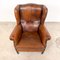 Vintage Dutch Sheep Leather Wingback Armchair, Image 6