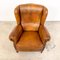 Vintage Dutch Sheep Leather Wingback Armchair, Image 7