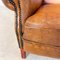 Vintage Dutch Sheep Leather Wingback Armchair 10