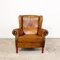 Vintage Dutch Sheep Leather Wingback Armchair 6