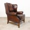 Vintage English Sheep Leather Wingback Armchair 1