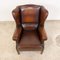 Vintage English Sheep Leather Wingback Armchair 7