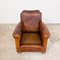 Antique French Sheep Leather Armchair 1