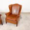 Dutch Sheep Leather Wingback Armchairs, Set of 2 5