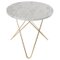 Mini White Carrara Marble and Brass O Table from Ox Denmarq 1